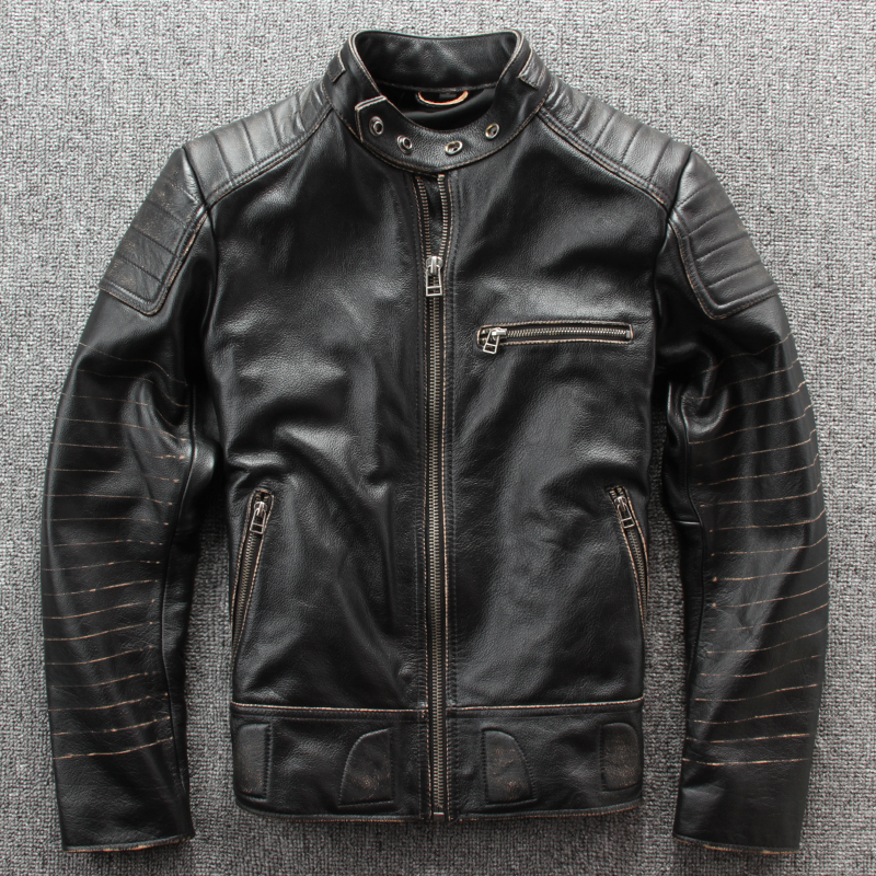 Man Black Vintage Leather Clothing Motorcycle Jacket Cow Leather Plus Size Motorcycle Coat
Man Black Vintage Leather Clothing Motorcycle Jacket Cow Leather Plus Size Motorcycle Coat