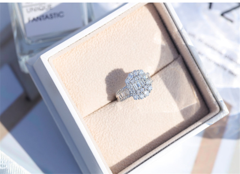 Vecalon Baguette Promise Ring 925 sterling silver T shape 5A Cz statement Wedding band rings for women Bridal Fine Jewelry