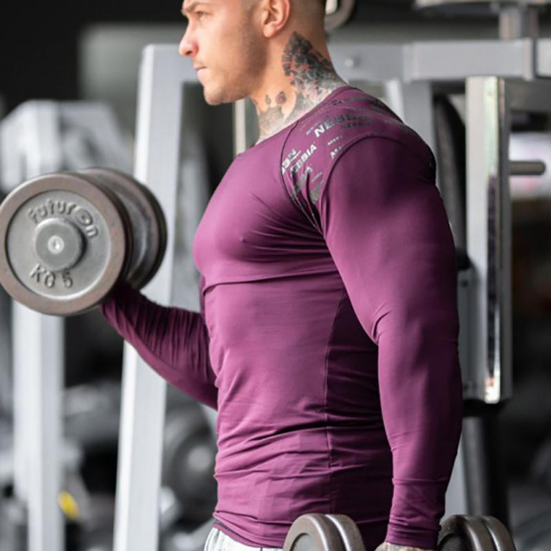 Men Skinny Long sleeves t shirt Gym Fitness Bodybuilding Elasticity Compression Quick dry Shirts Male Workout Tees Tops Clothing