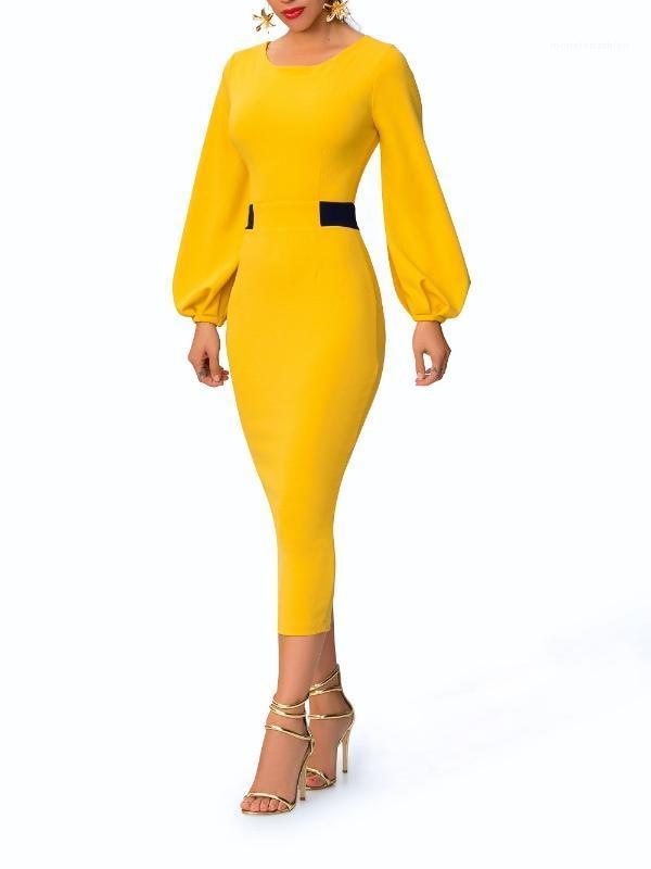Ladies Panelled Column Dresses Designer Lantern Sleeve Dresses Women Elegant Sweet Color Vintage Dresses Fashion Crew Neck, Yellow
Ladies Panelled Column Dresses Designer Lantern Sleeve Dresses Women Elegant Sweet Color Vintage Dresses Fashion Crew Neck, Yellow