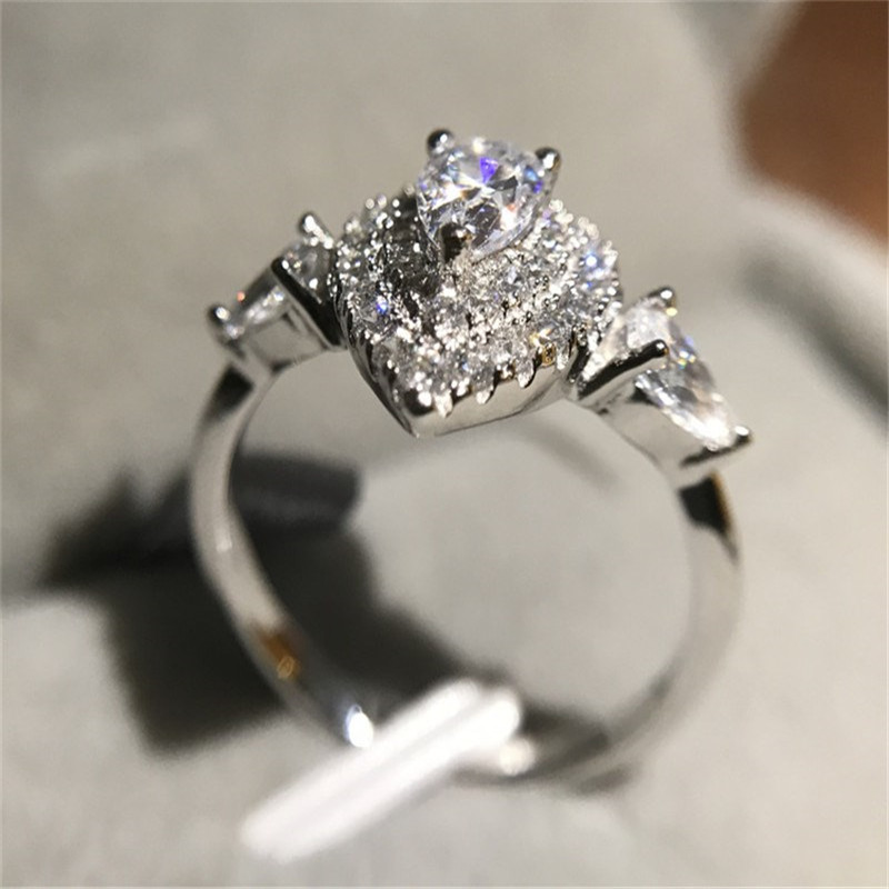 Jewelry 925 Silver Rings For Women Fashion Pink Water Drop Simple Jewelry Engagement Bride Wedding Gift Ring Anillo CC585
