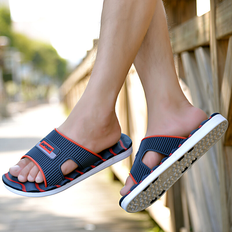 Man Slippers Beach Sandals Stripes Soft Mas Flip Flops for Men Slides Mens Slippers Outdoor Comfort Slipper Pantuflas De Hombre Invierno