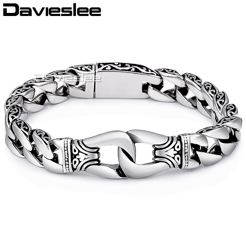 Davieslee Mens Bracelet Chain 316l Stainless Steel Punk Bracelets For Men Curved Silver Color Curb Chains Cuban Link 15mm Lhb10 J190703
Davieslee Mens Bracelet Chain 316l Stainless Steel Punk Bracelets For Men Curved Silver Color Curb Chains Cuban Link 15mm Lhb10 J190703