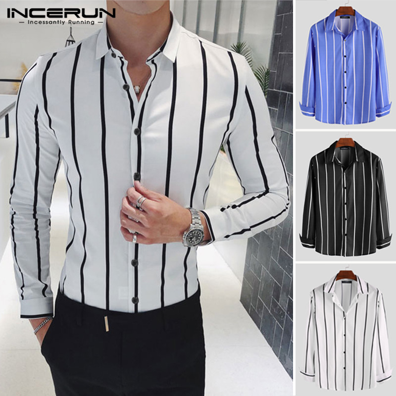 INCERUN Men Long Sleeve Lapel Neck Shirts Vertical Striped Casual Slim Button Down Blouse Mens Business Style Tops Masculina, Black
INCERUN Men Long Sleeve Lapel Neck Shirts Vertical Striped Casual Slim Button Down Blouse Mens Business Style Tops Masculina, Black