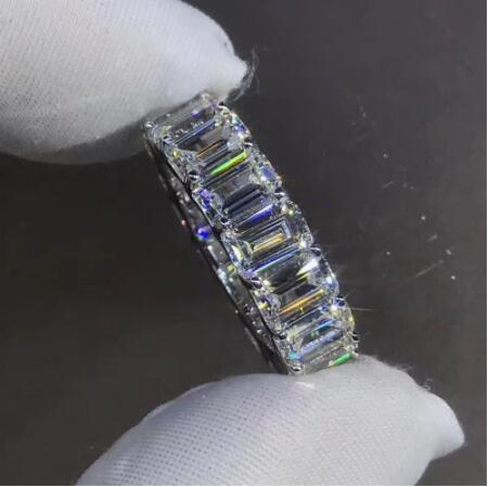 Eternity Promise ring 925 Sterling silver Emerald cut 5A Cz Engagement wedding band rings for women Bridal Fashion Jewelry