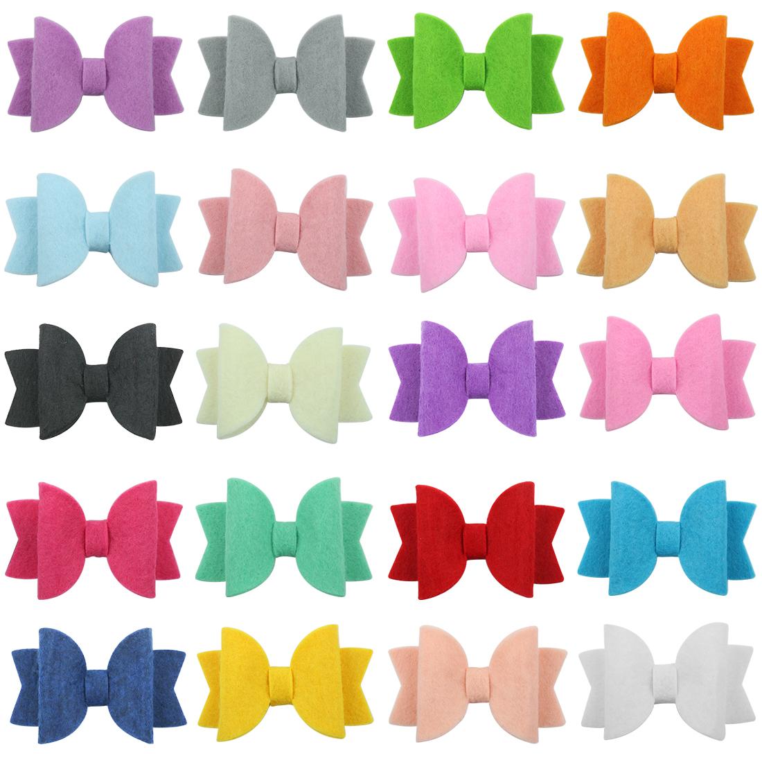20pcs/Lot Girls Hair Bows Hairpins Barrettes Hairgrip 3 Inch Solid Hairbow Non Woven Warm Bow With / Without Clips New Headwear - view 7