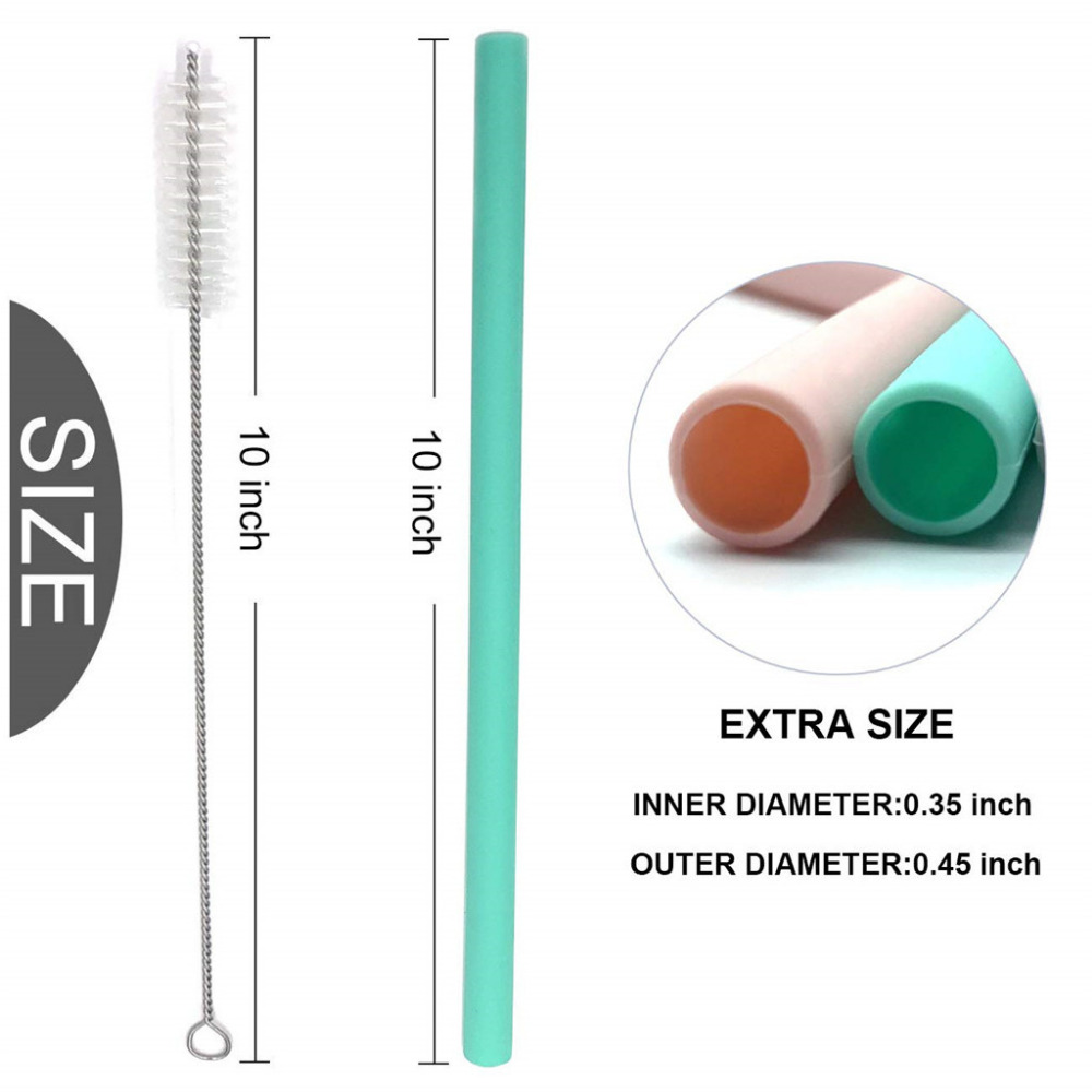 Silicone Straws Drinking With Cleaning Brush Party Reusable Big Tool Popotes De Acero Inoxidable 6 Colors StrawsDrinking