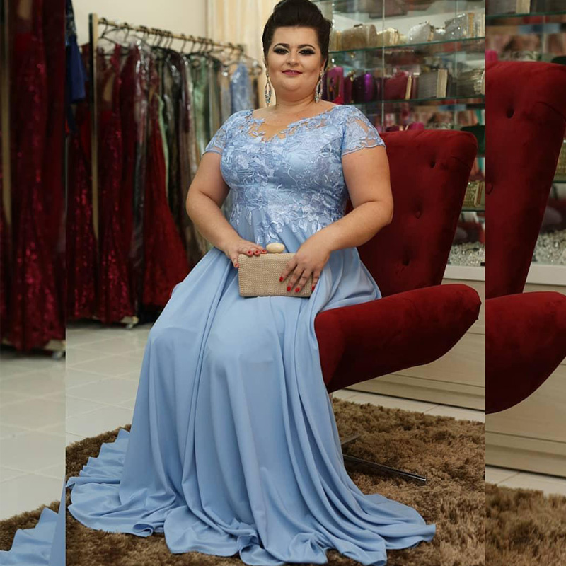 Arabic Mother Of Bride Dresses Plus Size Cap Sleeves Mother Of Groom Dress Chiffon Evening Party Formal Bridesmaid Gowns