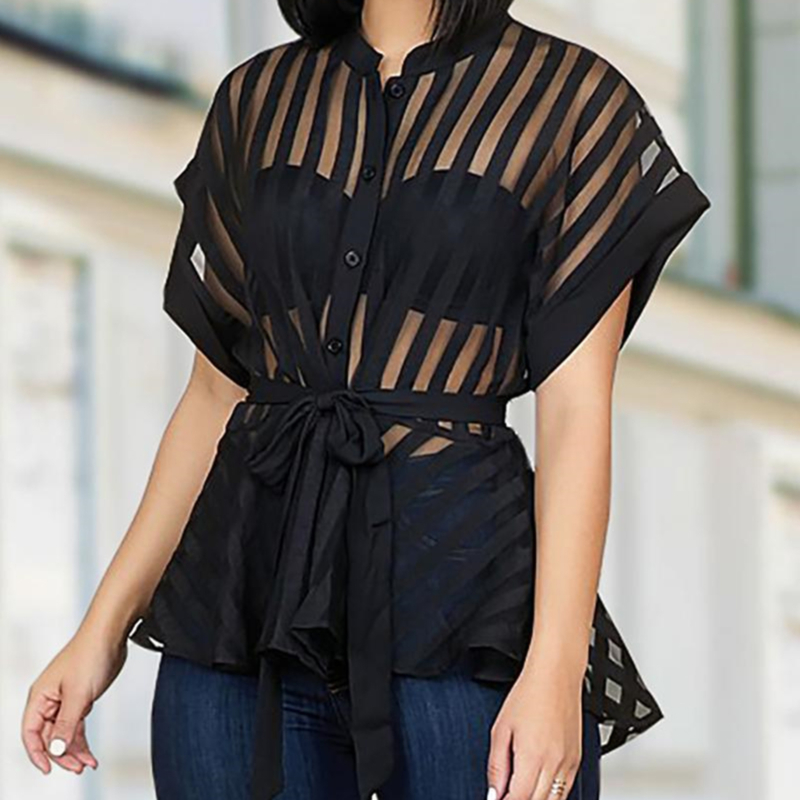 Women Summer See Through Striped Peplum Tops Mesh Shirt Blouse Elegant Streetwear Sexy Classy Party Clubwear, Black
Women Summer See Through Striped Peplum Tops Mesh Shirt Blouse Elegant Streetwear Sexy Classy Party Clubwear, Black