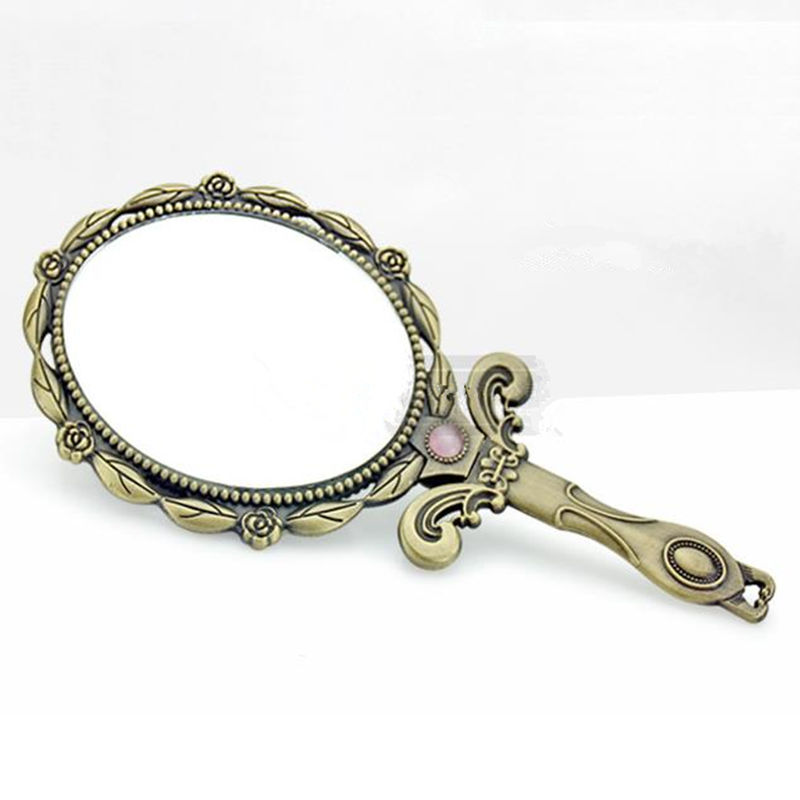 Retro Decorative Mirror Vintage Oval Round Beauty Vanity Makeup Mirror Hand Held Mirror Women Makeup Espejo Decorativo Retro Retro Dekorativer Spiegel