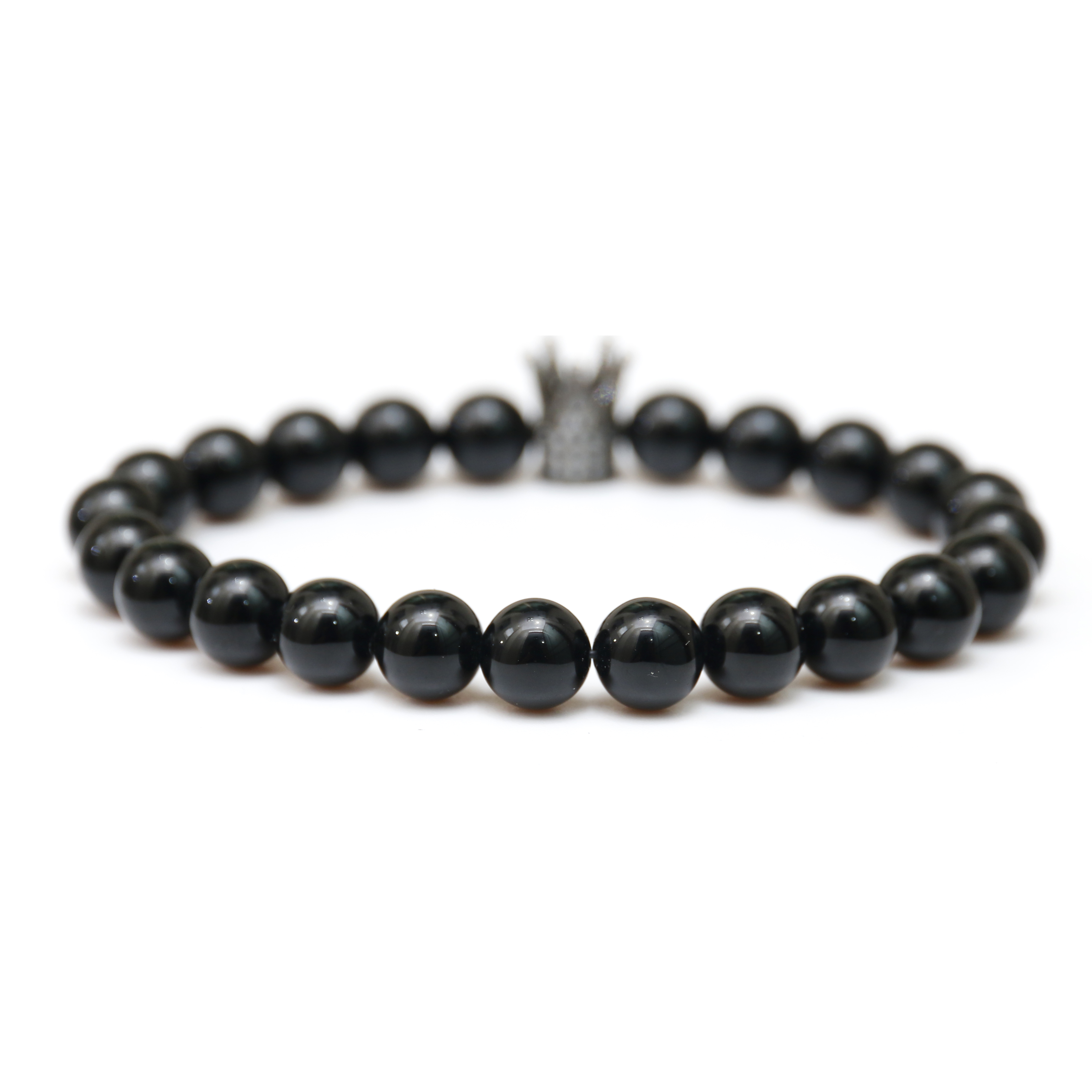 Matte black agate crown bracelet men and women fashion popular simple jewelry