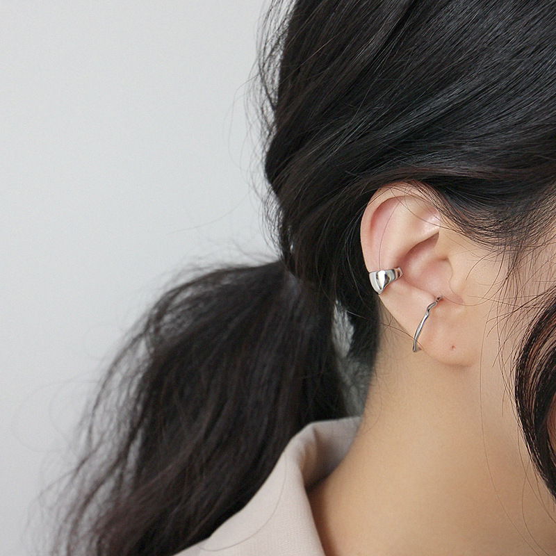 Hot personalized 925 sterling silver jewelry Korean brand hand-made designer basic minimaist thick ear cuff no piercing earrings