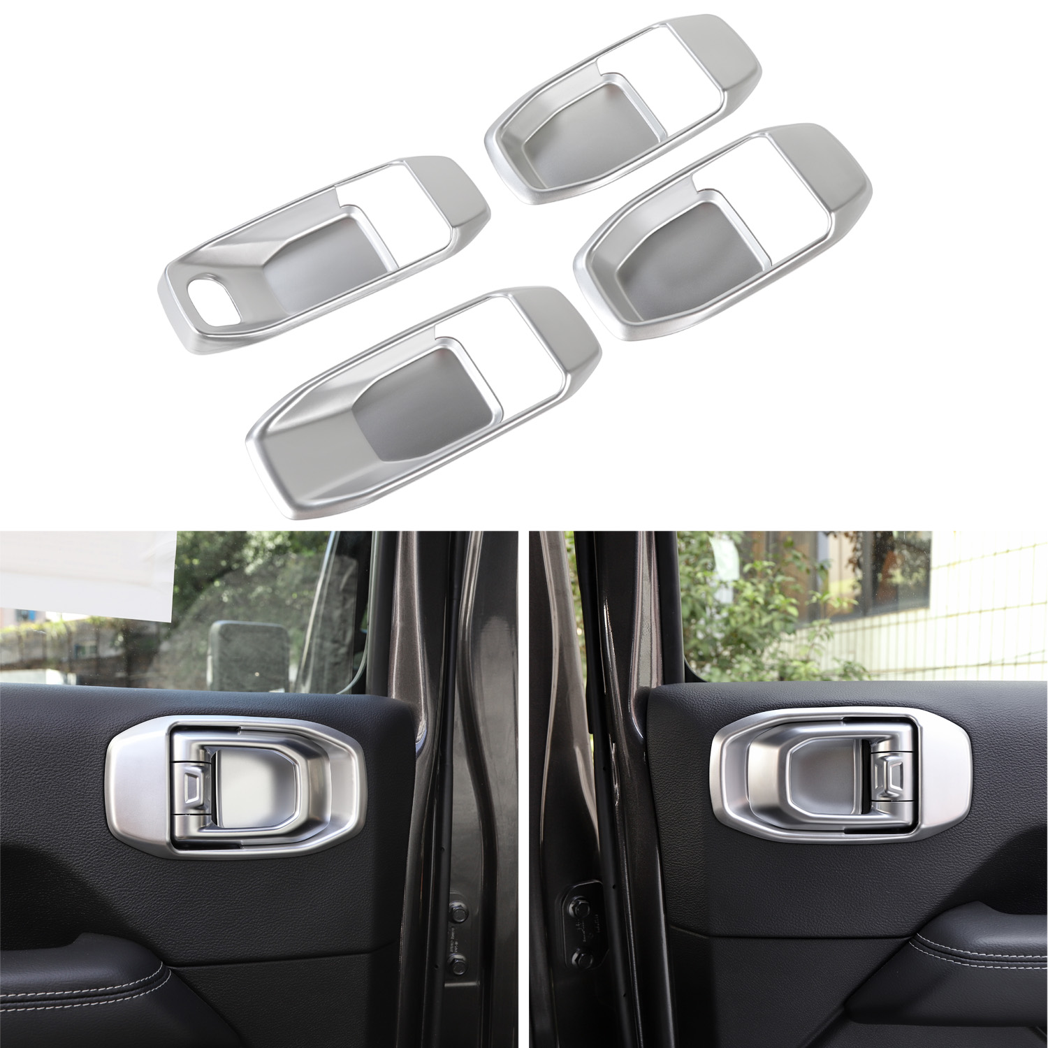 4Door Inner Door Bowl Decorative Silver For Jeep Wrangler JL 2018 Factory Outlet High Quatlity Auto Internal Accessories