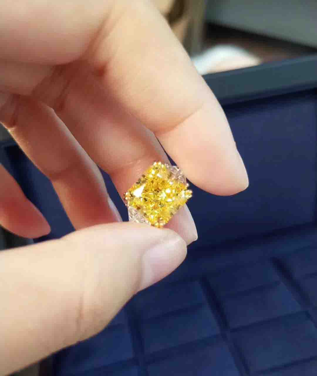 Luxurious quality S925 pure silver ring and Platinum filled with yellow Diamond for women wedding jewelry PS5550