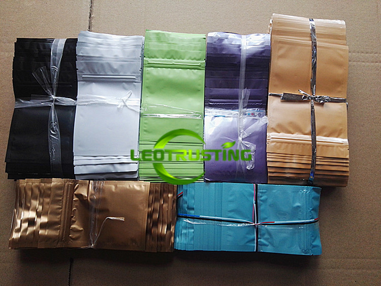 500pcs Matte Green Flat Aluminum Foil Zip Lock Bag Resealable Zipper Sugar Salt Snack Nuts Tea Coffee Beans Nail Beauty Xmas Gifts Packaging Printing 