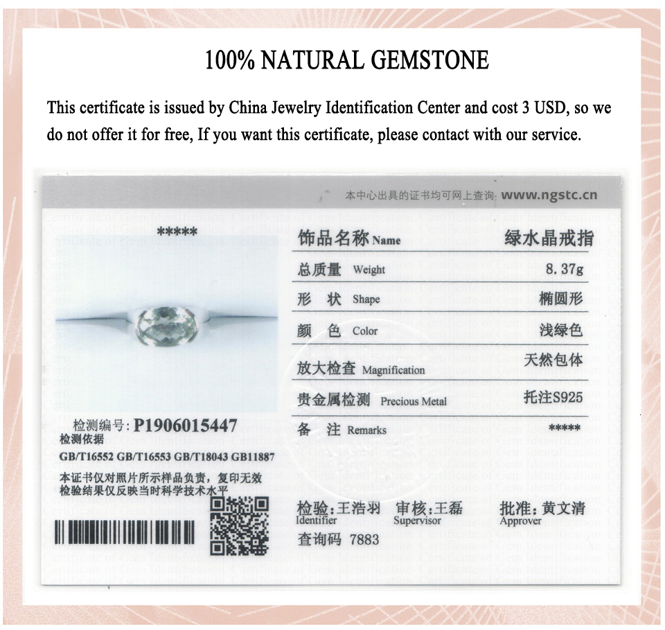 Hutang Women's Ring 6.30ct Natural Green Amethyst Wedding Rings 925 Sterling Silver Gemstone Fine Elegant Classic Jewelry Gift CJ191210