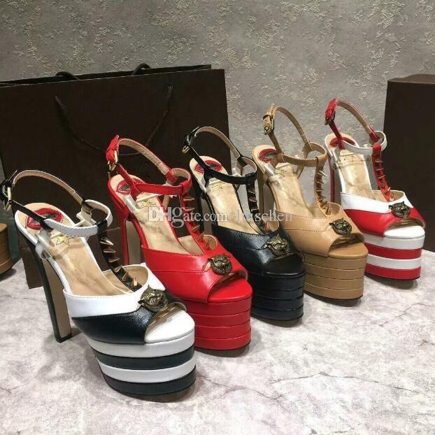 2018 Top Quality 16cm Heels Women Sandals Platform Genuine Leather Rivets Ankle Strap Peep-toe Summer Hot Sale, Black
2018 Top Quality 16cm Heels Women Sandals Platform Genuine Leather Rivets Ankle Strap Peep-toe Summer Hot Sale, Black
