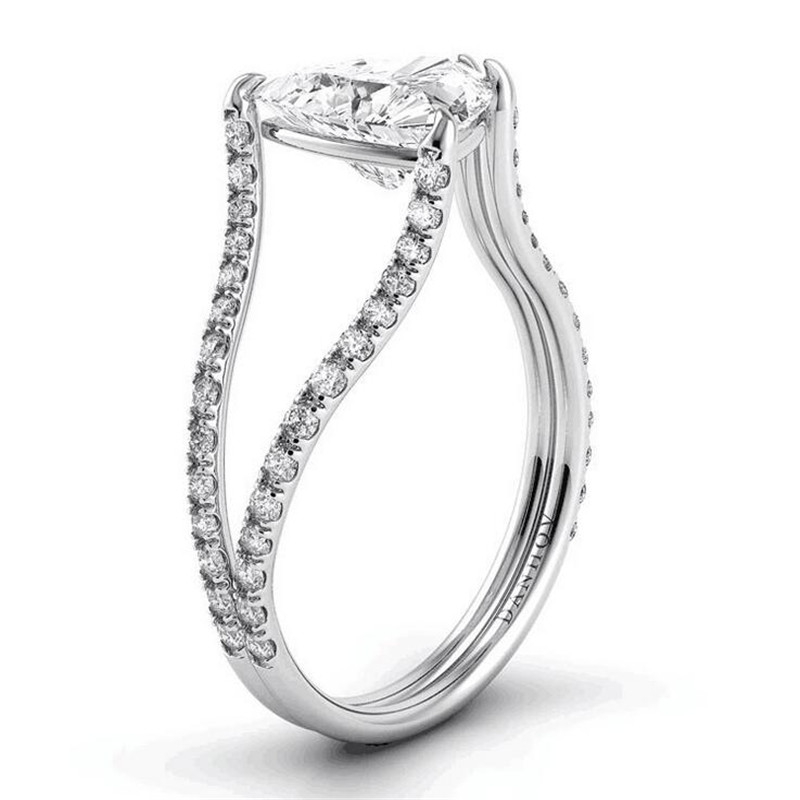 2020 New Arrival Solitaire Luxury Jewelry 925 Sterling Silver Pear Cut White Topaz CZ Diamond Gemstones Women Wedding Heart Band Ring Gift