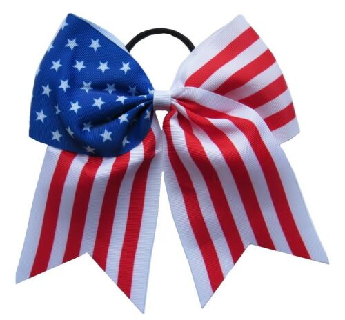 NEW 4TH OF JULY 7inch jojo swia American Flag hair bow Cheer Bow (Stars and Stripes) with chip/elastic band for girl Hair Accessories 12pcs/