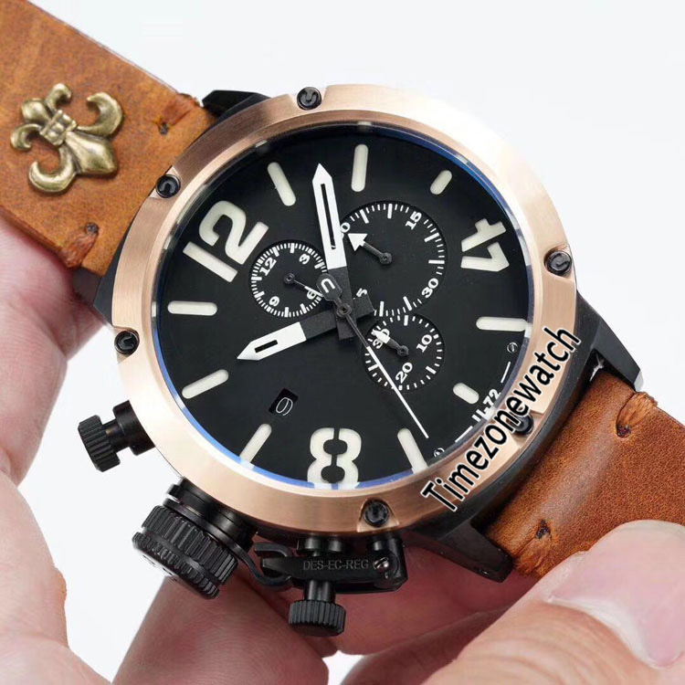 Flightdeck U-72 U72 VK Quartz Chronograph Mens Watch Two Tone PVD Rose Gold Bezel Black Dial White Mark Black Leather Timezonewatch E02e5., E01a (3)
Flightdeck U-72 U72 VK Quartz Chronograph Mens Watch Two Tone PVD Rose Gold Bezel Black Dial White Mark Black Leather Timezonewatch E02e5., E01a (3)