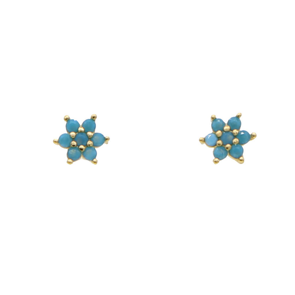 2019 delicate romantic multicolor flower stud earring with cz paved gold color earring for cute girls lady women shiny earrings
