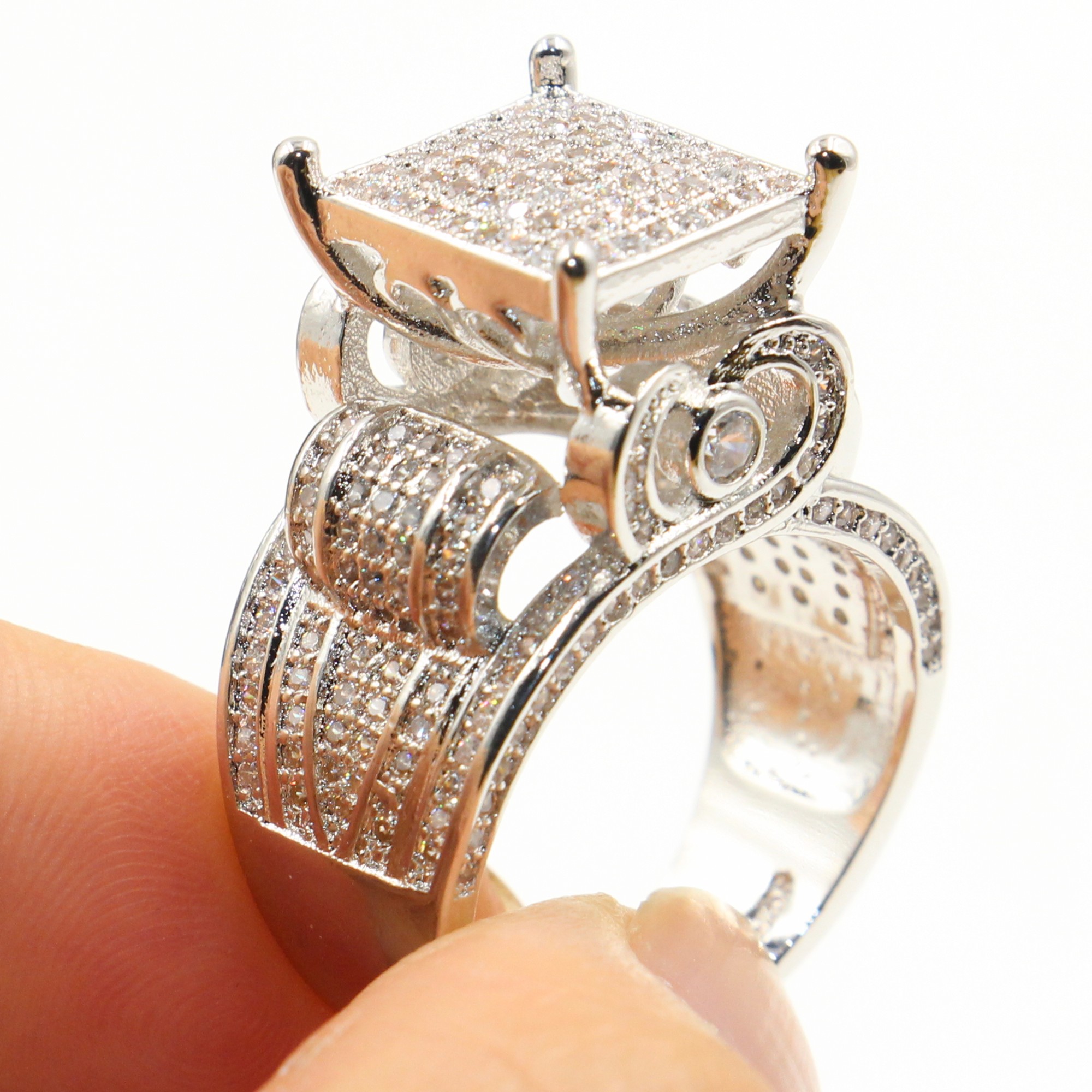 Animal Owl Ring | Sterg Sier White Sapphire CZ Dia Wedding Band for Women
