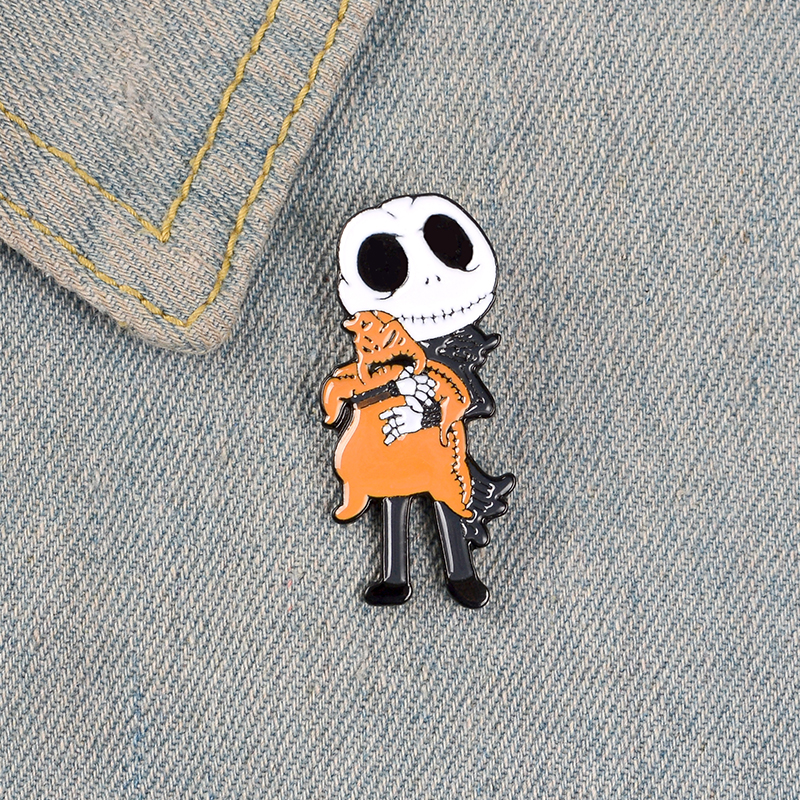 Image of Ghost enamel pins brooches for women skull jack pumpkin head badge halloween Oogie Boogie lapel pin clothes backpack jewelry gift for friend