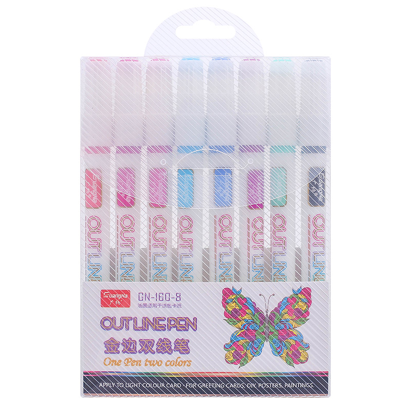 8 Colors/Set Gift Card Writing Drawing Pens Double Line Outline Pen Stationery JR Deals
8 Colors/Set Gift Card Writing Drawing Pens Double Line Outline Pen Stationery JR Deals