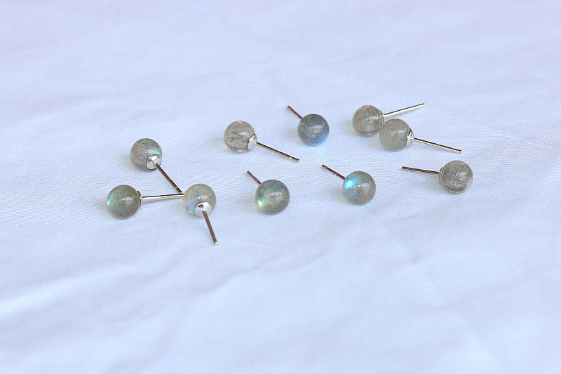 Brand 925 sterling silver semi-precious stones gemstones earrings classic American hand-made designer jewelry moonstone stud earring