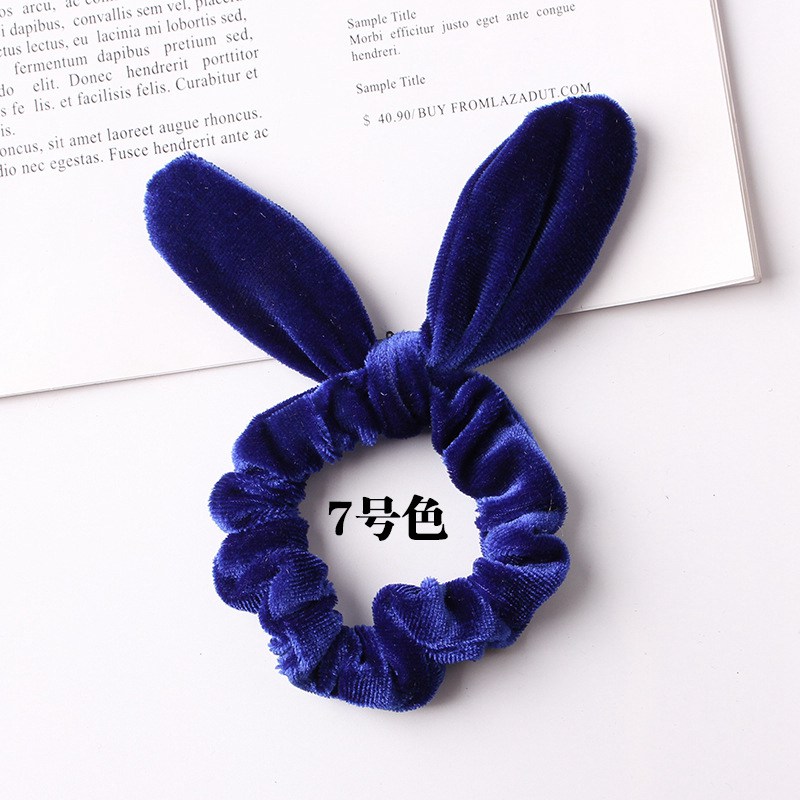Women Girls Velvet Bunny Ears Elastic Hair rope Hair Ties Accessories Ponytail Rabbit ears Headband Children Scrunchy Hairbands 50pcs FJ3363