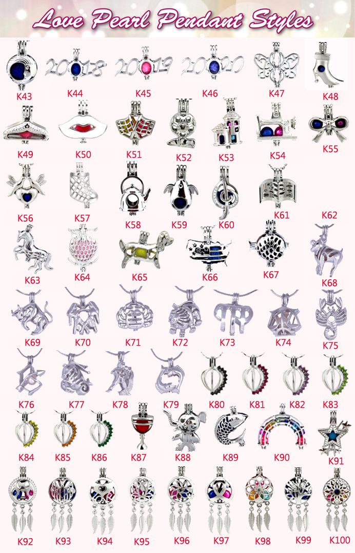 Free DHL Ship 355 styles In stock 18kgp love wish pearl/ gem beads locket cages Pendants, DIY Pearl Necklace charm pendants mountings