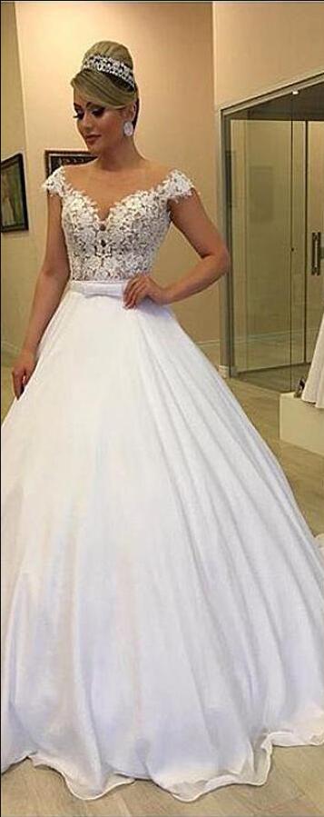 two pieces Scoop Neckline Pearls Lace Wedding Dresses Bridal Gowns Detachable Train Offer The Shoulder Zipper Back And Mermaid Wedding Gowns