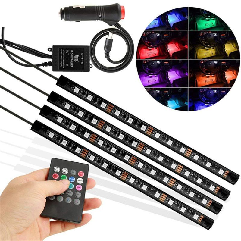4pcs Car RGB LED Strip Light Colors Decorative Atmosphere Lamps Auto RGB Pathway Floor Light Car Interior With Remote 12V
4pcs Car RGB LED Strip Light Colors Decorative Atmosphere Lamps Auto RGB Pathway Floor Light Car Interior With Remote 12V
