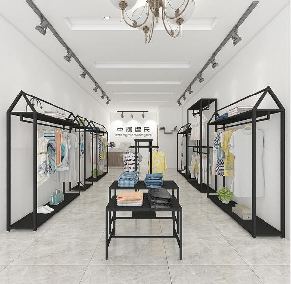 Iron retro clothing store display racks gold men's and women's clothes rack hanging clothes rack display rack European floor type clothes ra
