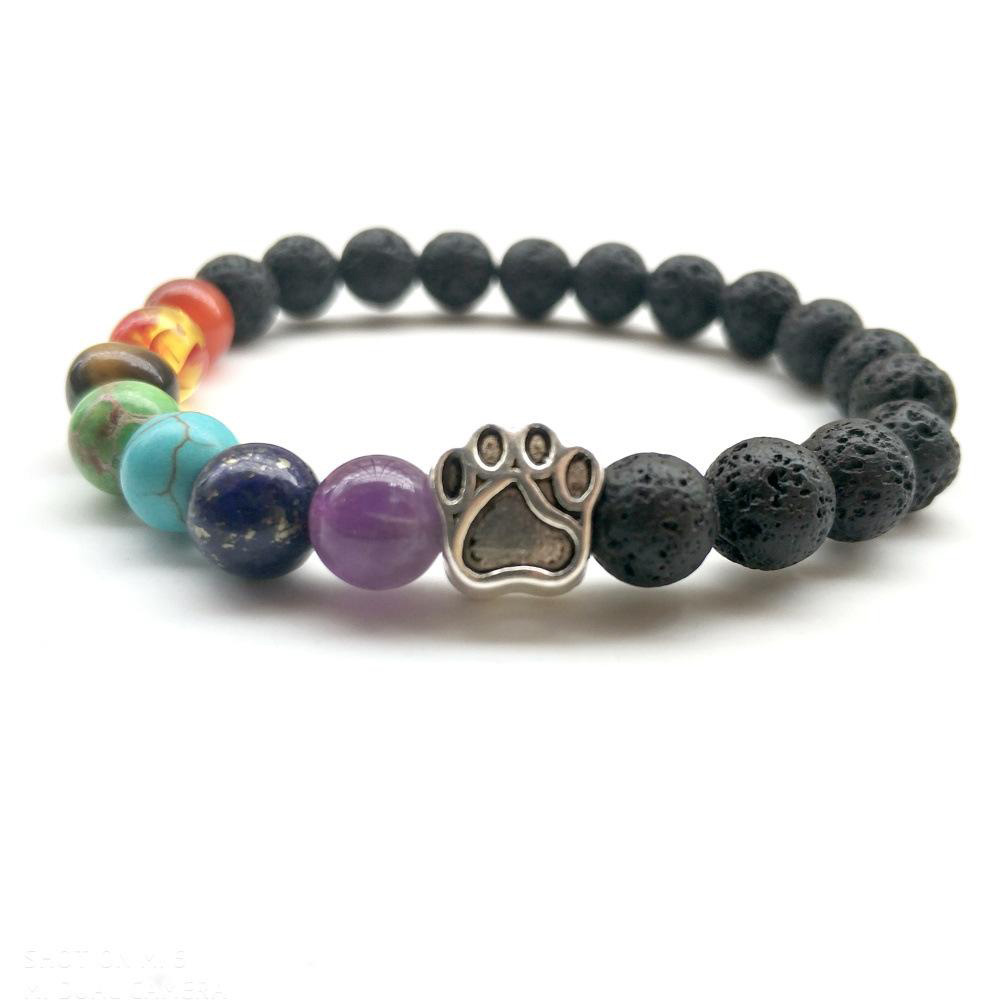 7 Chakra Natural stone beads Bracelet For Women Men Cat dog claw Charm Lava Stone Healing balance Yoga beaded Bangle DIY Jewelry
