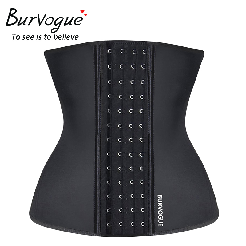 Burvogue Women Latex Corset Waist Control Corset And Bustier Steel Bone Underbust Waist Trainer Corset Slimming Shaper Corselet Y19070301