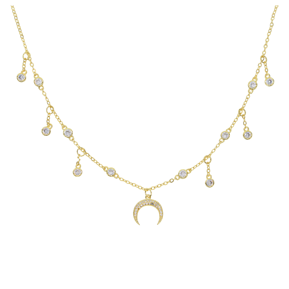 2019 new arrived choker necklace 32+8cm chain cz station charm Horn charm elegance women fashion gorgeous jewelry