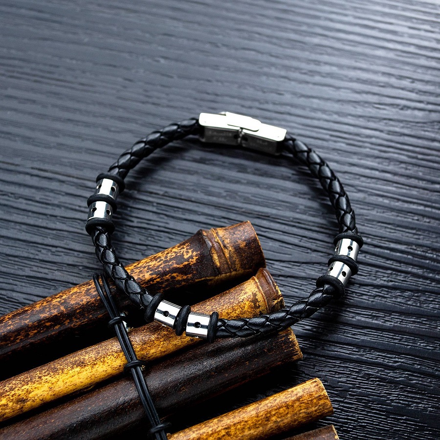 Mens Fashion Jewelry Charm Leather Cuff Infinity Bracelet Black Handmade Woven Design Punk Hip Hop Men Boy lucky Leather Bracelet for Gift