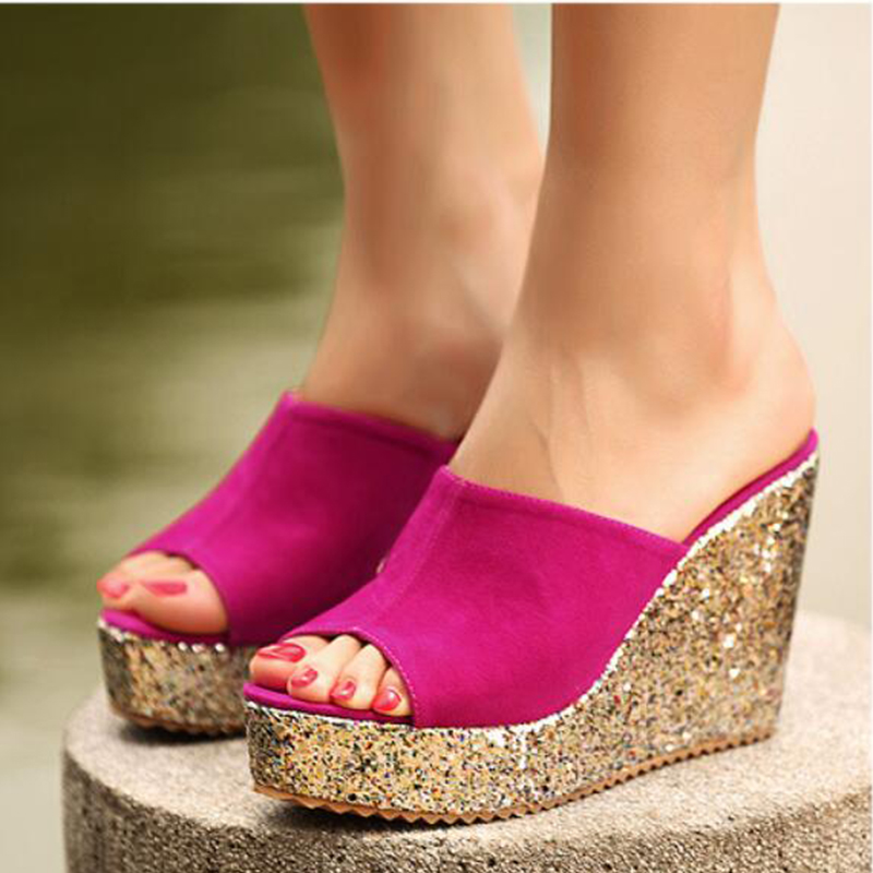 Multicolor Glitter flock wedges woman slippers bling muffins shoes for women platform sandals peep toe sequins elevated slides, Black
Multicolor Glitter flock wedges woman slippers bling muffins shoes for women platform sandals peep toe sequins elevated slides, Black