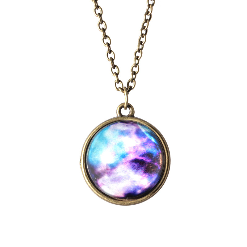Fashion Double-sided Glass Ball Luminous Couple Necklaces Universe Fantasy Star Pendant Necklace High Quality jewelry