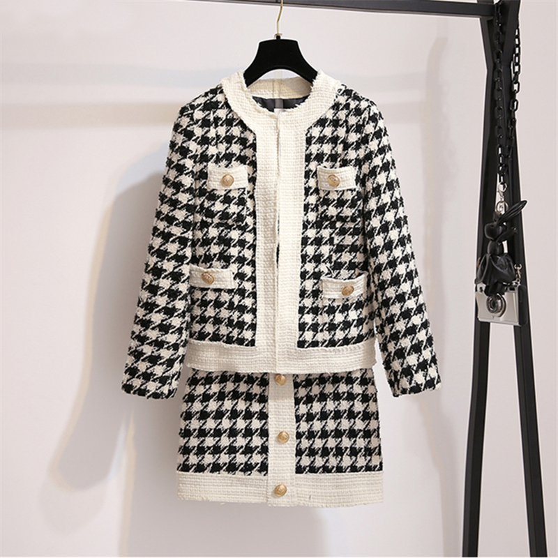 2019 Autumn Houndstooth Knitted Vintage Two Piece Sets Women Long Sleeve Tops And Skirt Suits Elegant Ladies Korean 2 Piece Sets, Black
2019 Autumn Houndstooth Knitted Vintage Two Piece Sets Women Long Sleeve Tops And Skirt Suits Elegant Ladies Korean 2 Piece Sets, Black