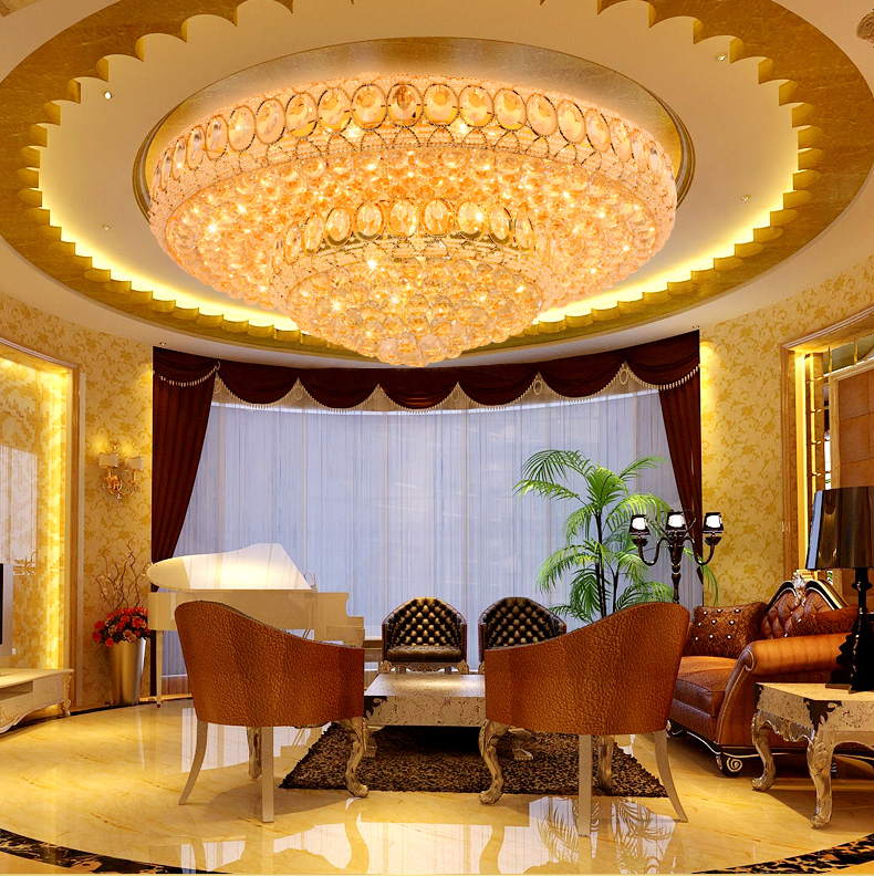 LED Modern Crystal Ceiling Lamps American Golden Crystal Ceiling Lights Fixture Foyer Living Room Bed Room Foyer Home Indoor Lighting
