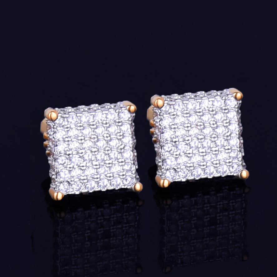 New 8mm Square Stud Earring for Men and Women's Charm Ice Out CZ Stone Rock Street 18k Gold Plated Silver Color
New 8mm Square Stud Earring for Men and Women's Charm Ice Out CZ Stone Rock Street 18k Gold Plated Silver Color