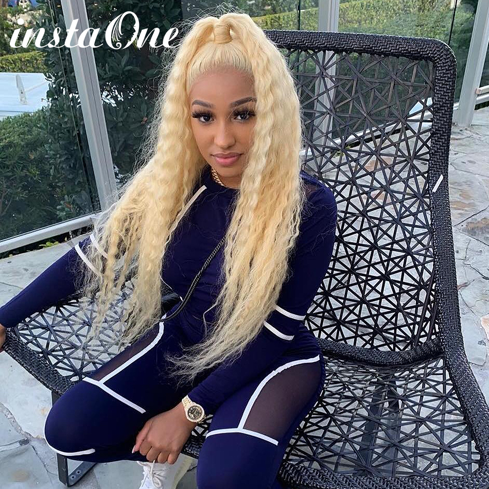 140g Deep curly blonde color ponytail extension 613# 100% real human hair,deep wave bleached blonde drawstring ponytails for natural hair