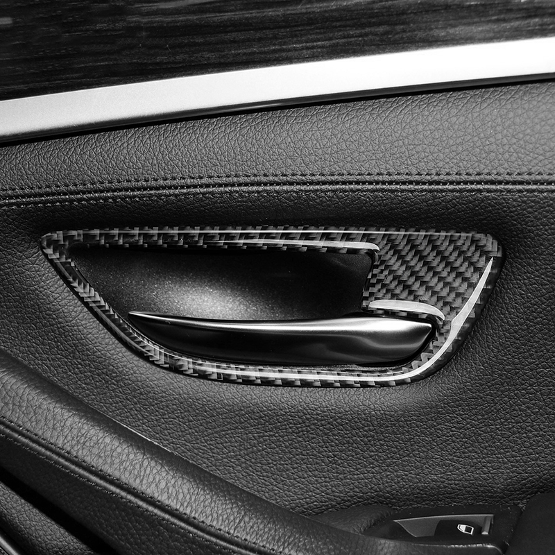 Carbon Fiber Car Interior Door Handle Cover Trim Door Bowl Stickers decoration for BMW F10 5 Series 2011-2017 accessories