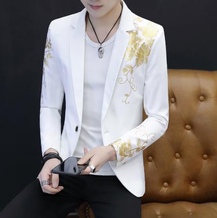 2020 casual stamping printing suit male personality Slim trend spring and autumn handsome youth, Black
2020 casual stamping printing suit male personality Slim trend spring and autumn handsome youth, Black