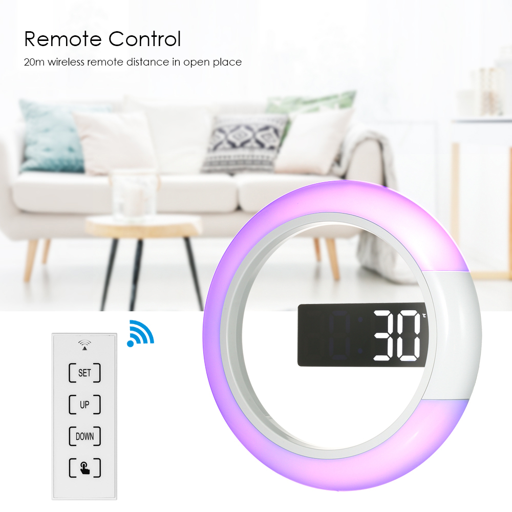 Digital Alarm Clock LED Wall Mirror Alarm Clock Temperture Display USB Changeable RGB Color Light Round Snooze Function
Digital Alarm Clock LED Wall Mirror Alarm Clock Temperture Display USB Changeable RGB Color Light Round Snooze Function