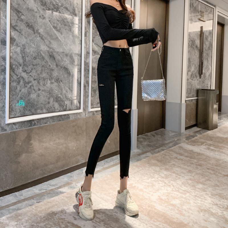 High waist jeans for women summer Casual cozy Stylish Breathable Hole thin Individuality Slim elastic force Ladies' pencil pants, Black
High waist jeans for women summer Casual cozy Stylish Breathable Hole thin Individuality Slim elastic force Ladies' pencil pants, Black