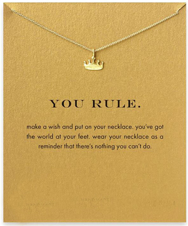 Crown Pendant You Rule Alloy Gold Silver Necklaces Short Chain Necklace For Women Choker Jewelry Gifts With Card No Dogeared Logo
Crown Pendant You Rule Alloy Gold Silver Necklaces Short Chain Necklace For Women Choker Jewelry Gifts With Card No Dogeared Logo