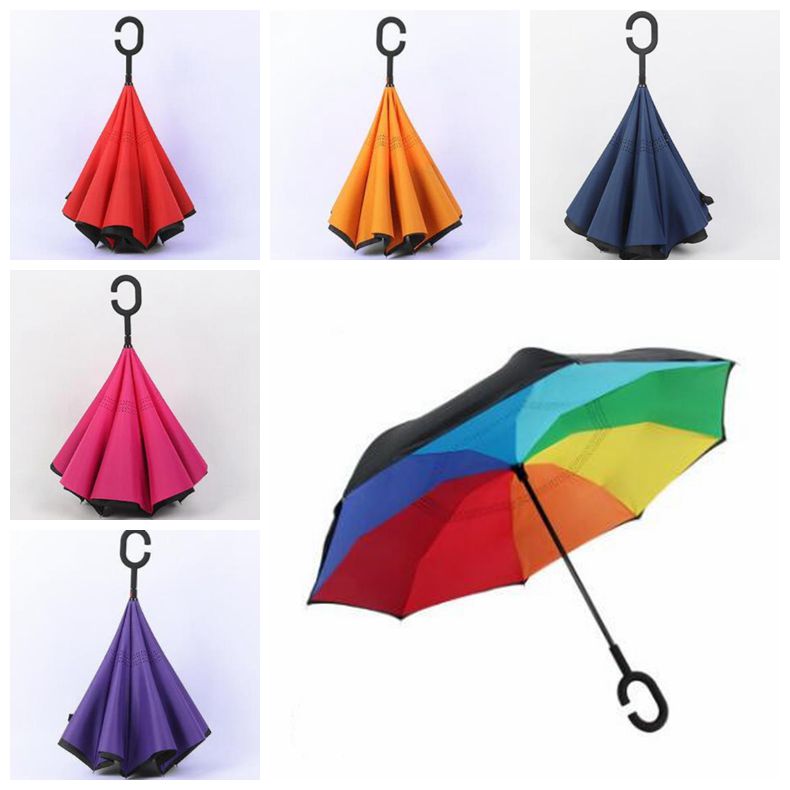 Inverted Umbrella C Handle Reverse Umbrellas Windproof Folding Double Layer Inside Out Sunny Rainy C-Hook Handsfree Umbrella for Car CC7335
Inverted Umbrella C Handle Reverse Umbrellas Windproof Folding Double Layer Inside Out Sunny Rainy C-Hook Handsfree Umbrella for Car CC7335